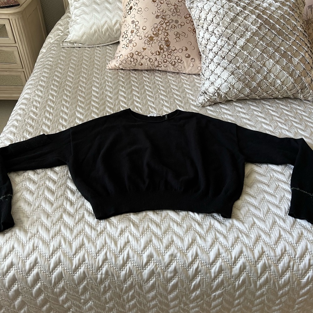 Helmut Lang cropped long sleeve sweater extra long sleeves